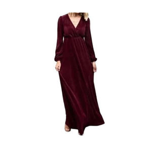 Baltic Born Venus Pleated Maxi Dress Burgundy Women’s Size Small Wedding Elegant